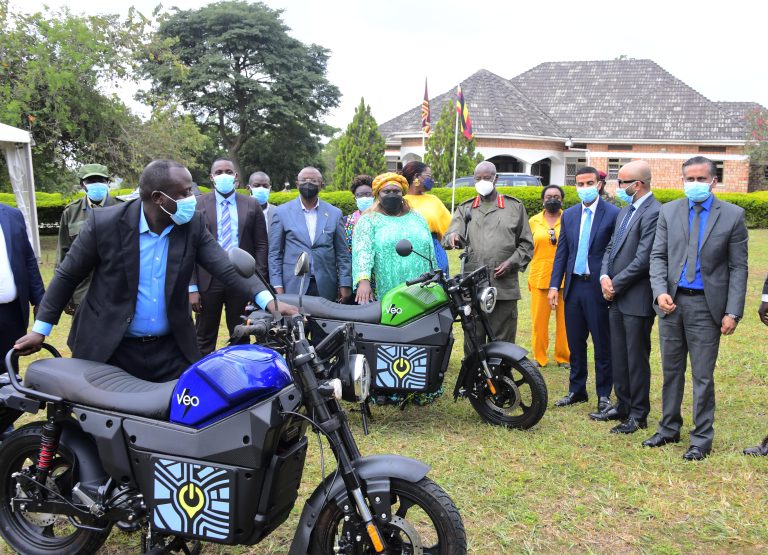 President Museveni commissioning Spiro electric motorcycles during an event held at the National Leadership Institute (NALI), Kyankwanzi on 11th July 2024
