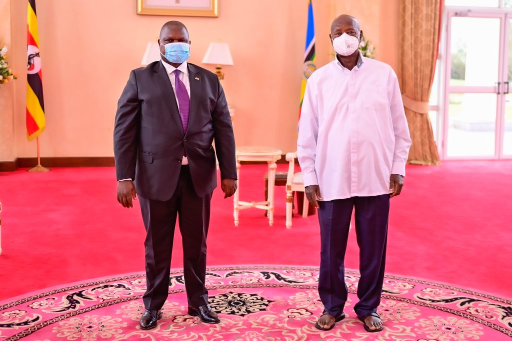 Kenyan High commissioner to Uganda HE Joash Arthur Maangi presents his credentials to President Museveni at State House Entebbe