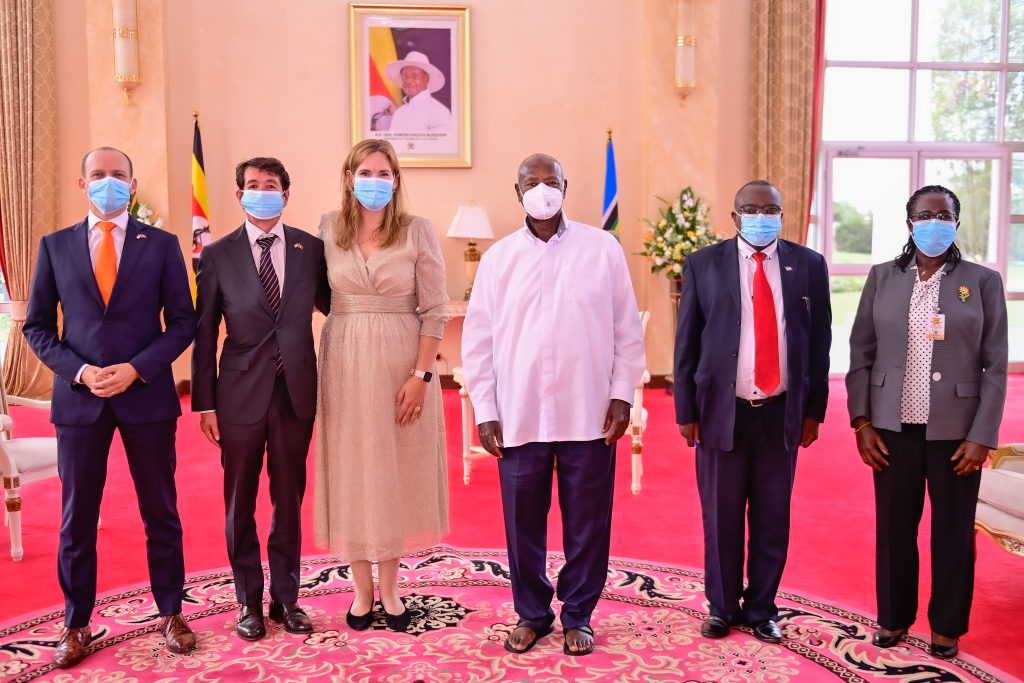 Netherlands High commissioner to Uganda HE Frederieke Quispel presents her credentials to President Museveni at State House Entebbe