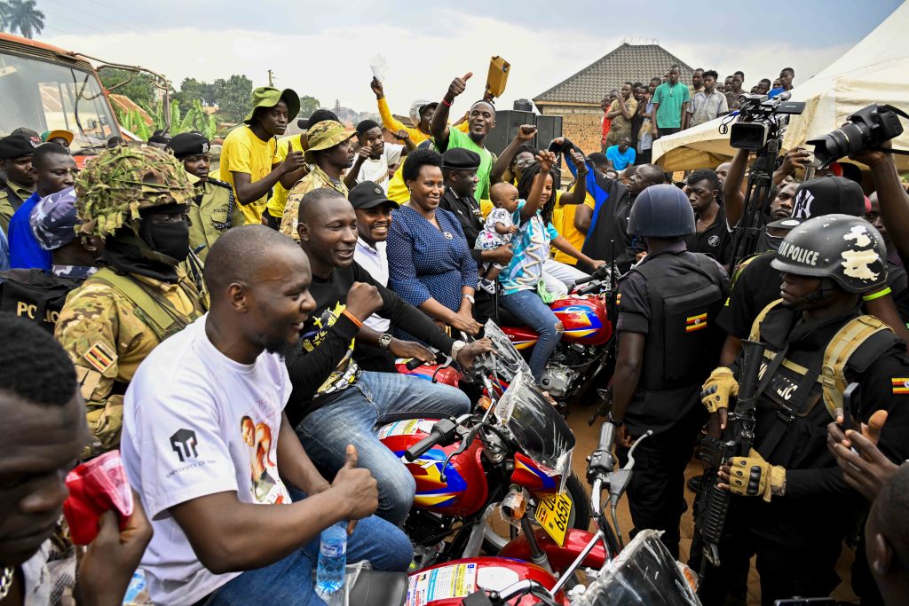 State House Comptroller Jane Barekye in the Presence of the Crime Intelligence Director AIGP Brig. Gen. Christopher Ddamulira give out 36 boda bodas that is, 3 bikes for each of the 12 SACCOS in the Kampala Ghetto Structures, the State House Comptroller was fulfilling the pledge made by President Yoweri Kaguta Museveni, the handover of the Boda Bodas took place in Bwaise- Kawempe Division in Kampala on the 4th September 2024. Photo by PPU/ Tony Rujuta.