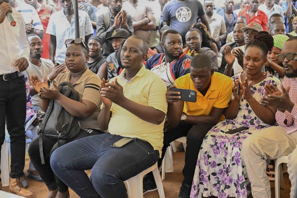 Some of guests attending the  handing over 36 boda bodas that is, 3 bikes for each of the 12 SACCOS in the Kampala Ghetto Structures, the State House Comptroller was fulfilling the pledge made by President Yoweri Kaguta Museveni, the handover of the Boda Bodas took place in Bwaise- Kawempe Division in Kampala on the 4th September 2024. Photo by PPU/ Tony Rujuta.