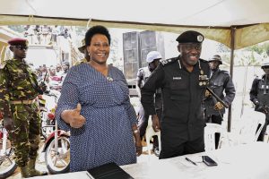President Museveni Fulfils Pledge Of 36 Motorcycles To Ghetto Structures State House Comptroller Jane Barekye and the Crime Intelligence Director AIGP Brig. Gen. Christopher Ddamulira ready to preside over a function to handover 36 boda bodas that is, 3 bikes for each of the 12 SACCOS in the Kampala Ghetto Structures, the State House Comptroller was fulfilling the pledge made by President Yoweri Kaguta Museveni, the handover of the Boda Bodas took place in Bwaise- Kawempe Division in Kampala on the 4th September 2024. Photo by PPU/ Tony Rujuta.