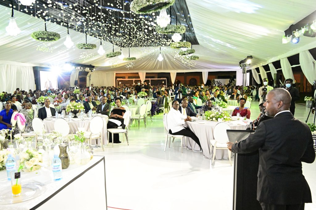 Deputy Speaker of Parliament Thomas Tayebwa addressing guests during Dr Diana Atwines 25th wedding anniversary at Serena Kigo on Saturday PPU Photo