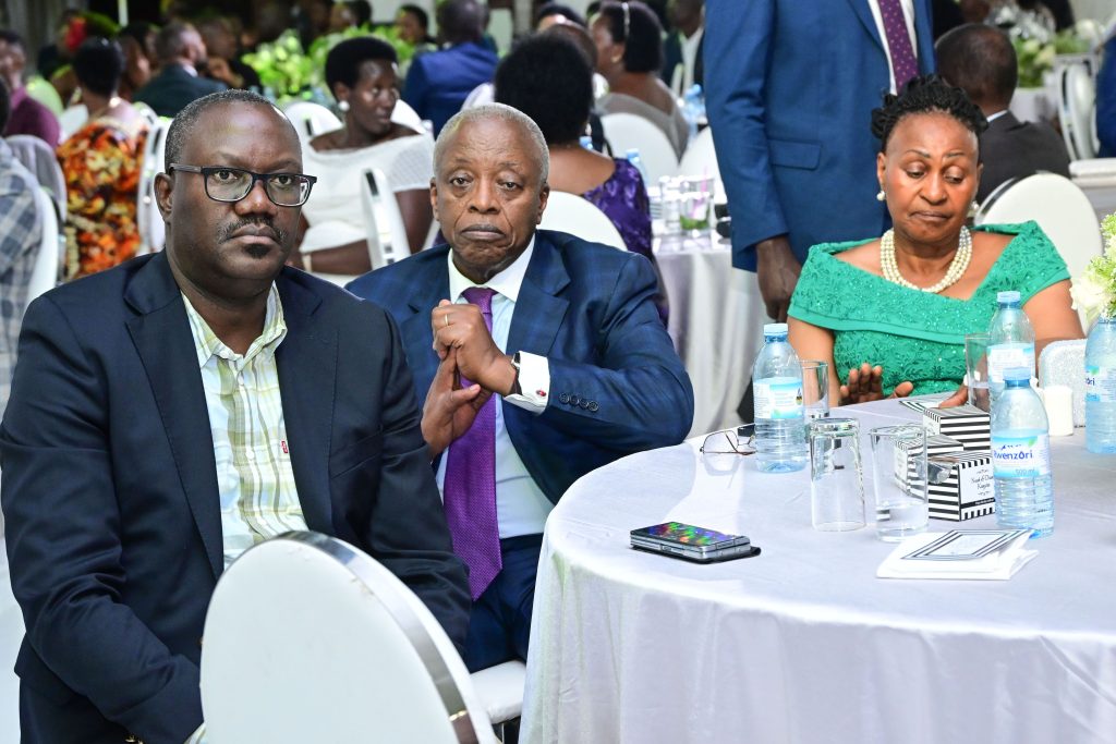 Former Prime Minister Amama Mbabazi and his wife together with Foreign Affairs PS Bagiire attending Diana Atwines wedding anniversary at Serena Kigo on Saturday PPU Photo