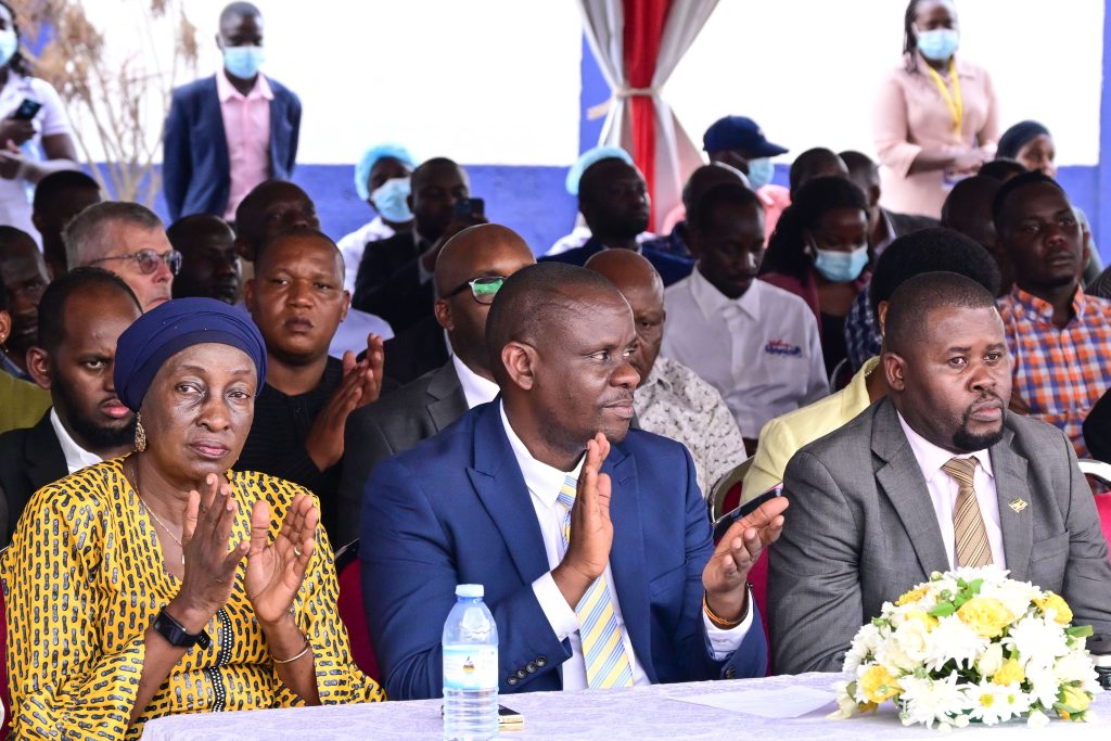 Hon Balam Barugahare C and other guests attending the commissioing of Royal Milk Factory in Nalukolongo on Wednesday PPU Photo