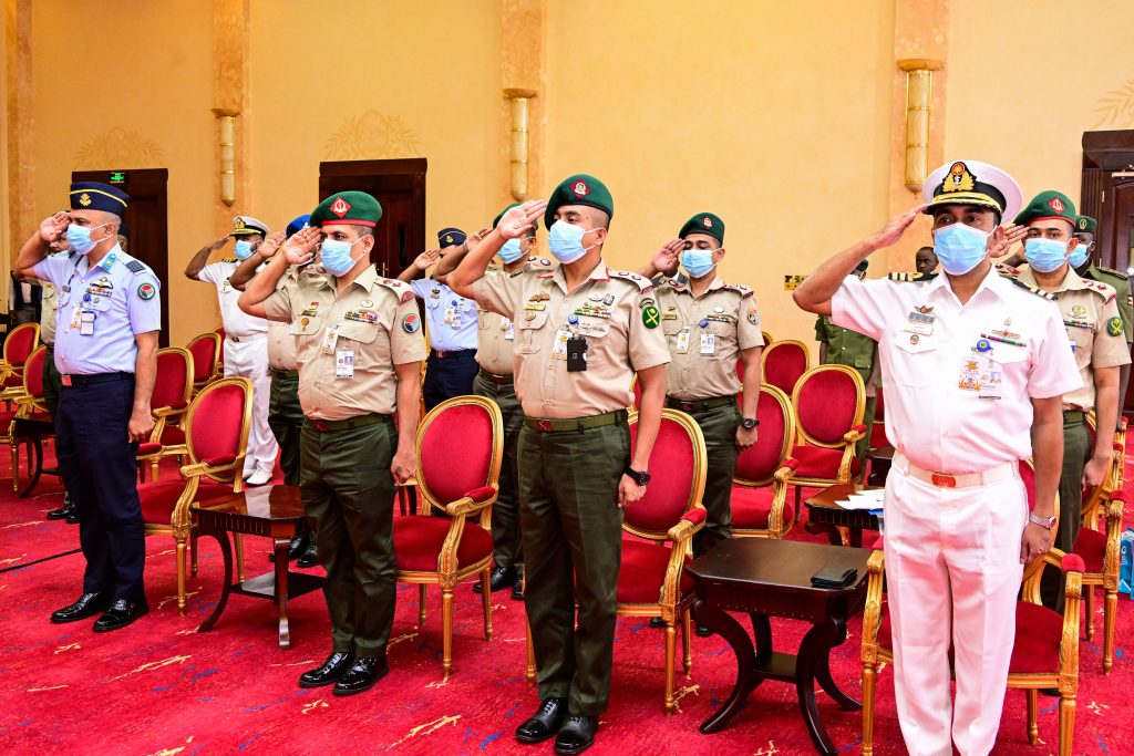 Officers from Bangaladesh National Defence College salute during their meeting with President Museveni at State House Entebbe on Wednesday Sept 11 PPU Photo