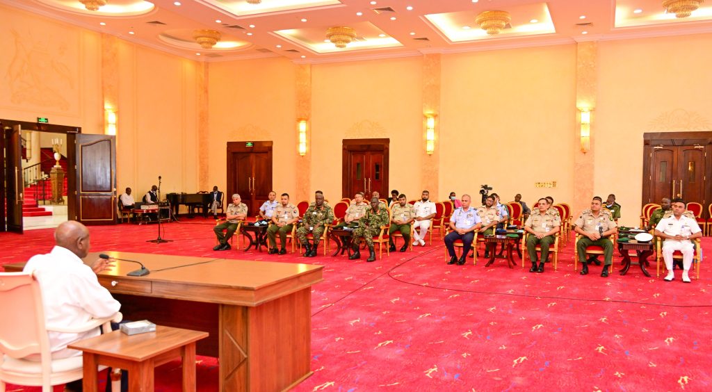 President Museveni delivers an opportunity lecture to Bangaladesh Armed Forces war Course 2024 at State House Entebbe on Wednesday PPU Photo