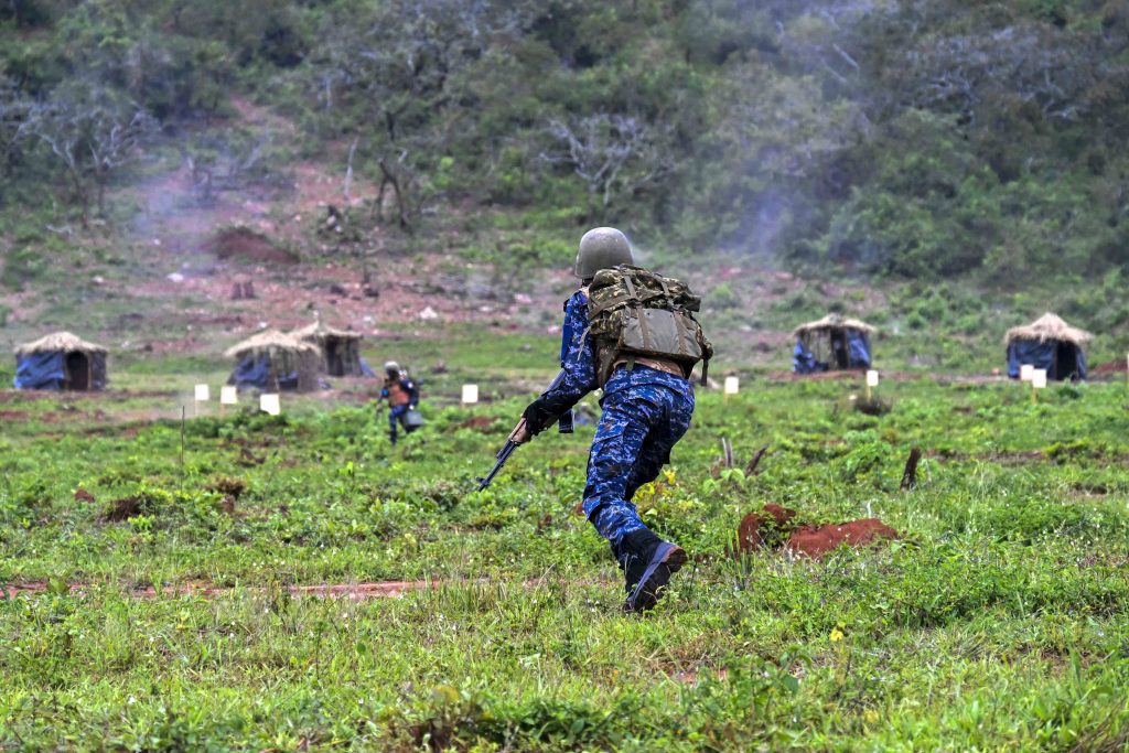 Police Presidential Guard Trainees Exercise on deliberate Day attacks during the Passing out of PPG Trainees at the Police Presidential Guard  Special Force Training School Fort Samora Machel in Kaweweta on the 22nd October 2024. Photo by PPU/Tony Rujuta.
