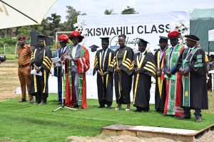 President Museveni at the1st Graduation of Kiswahili Cadres at Kyambogo University