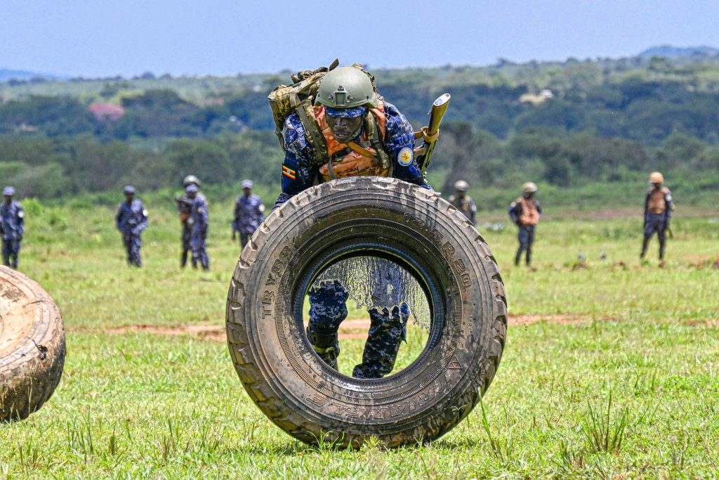 Police Presidential Guard Trainees demonstrate Range Exercise at Range ground during the Passing out of PPG Trainees at the Police Presidential Guard  Special Force Training School Fort Samora Machel in Kaweweta on the 22nd October 2024. Photo by PPU/Tony Rujuta.