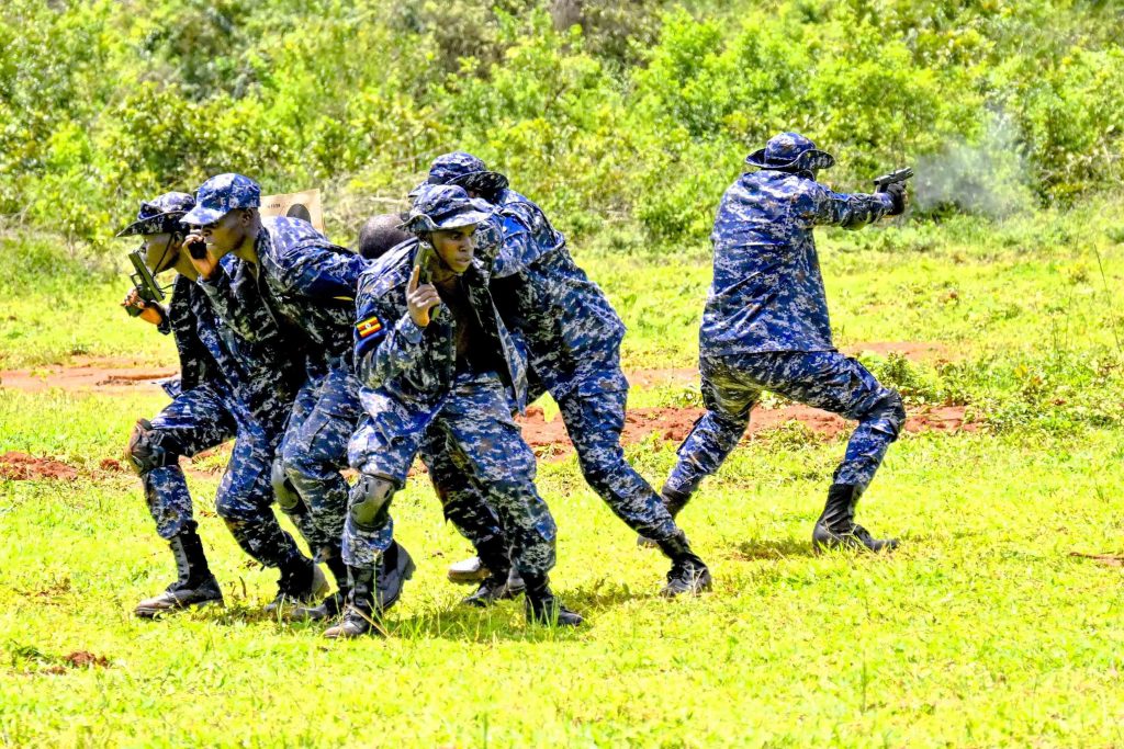 Police Presidential Guard Trainees demonstration on Protection of VVIP by Protective Agents during the Passing out of PPG Trainees at the Police Presidential Guard  Special Force Training School Fort Samora Machel in Kaweweta on the 22nd October 2024. Photo by PPU/Tony Rujuta.
