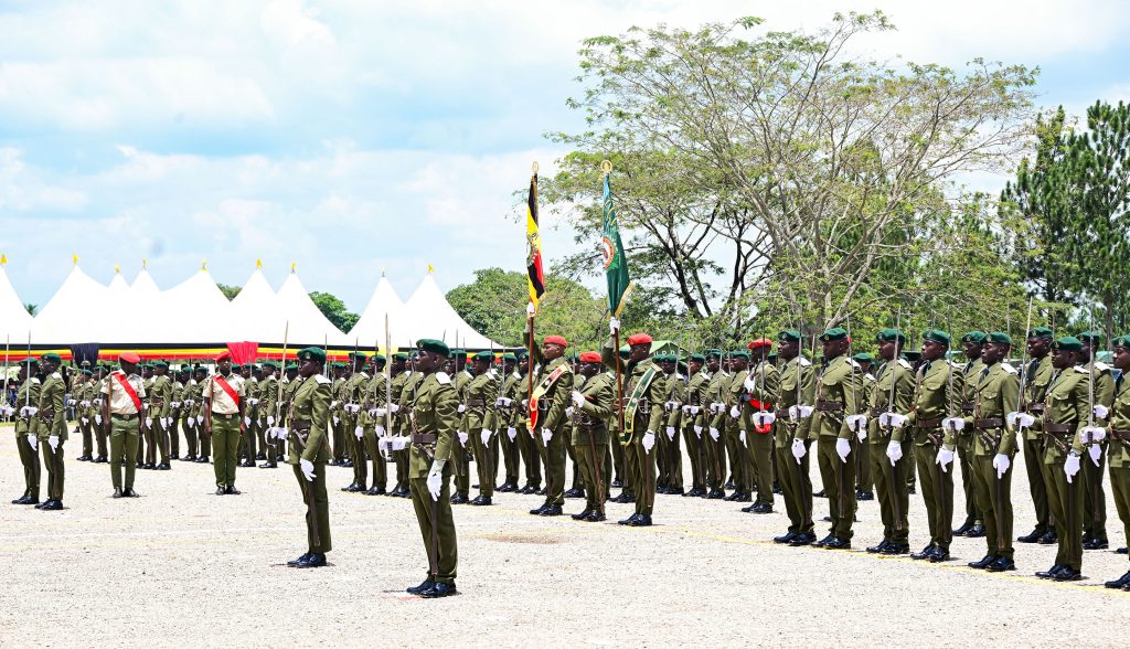 Officer Cadets on parade during their passout at Kabamba on Tuesday PPU Photo