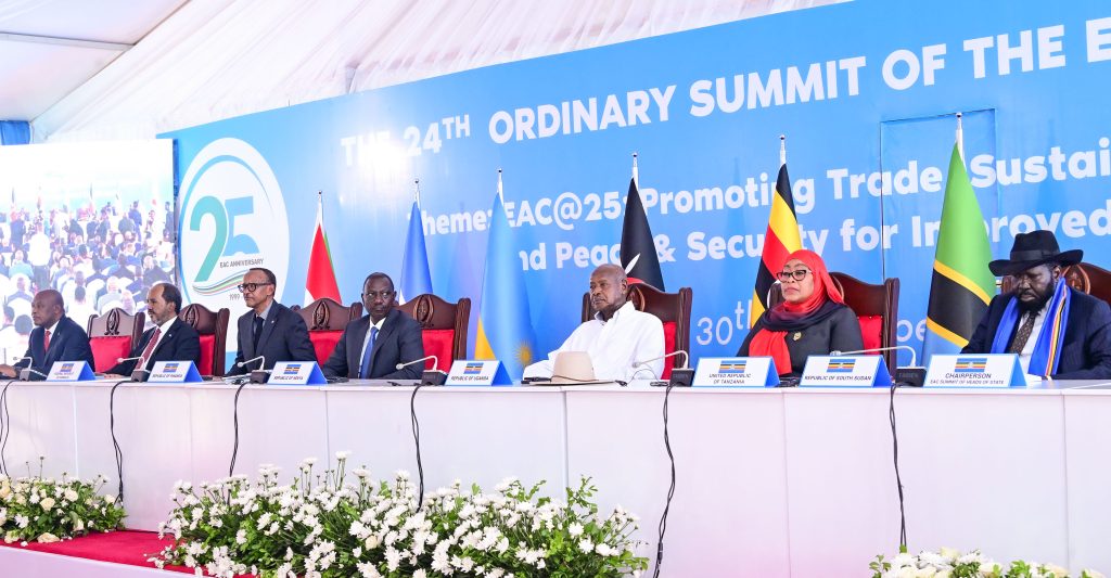 President Museveni 3rd R and other EAC presidents attending the 25th EAC summit in Arusha Tanzania on Saturday 30th PPU Photo