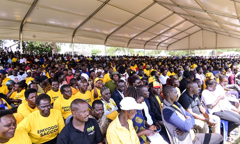 Some of the people who turned up for the PDM rally in Kaberamaido town listening to President Musevenis address on Wednesday PPU Photo