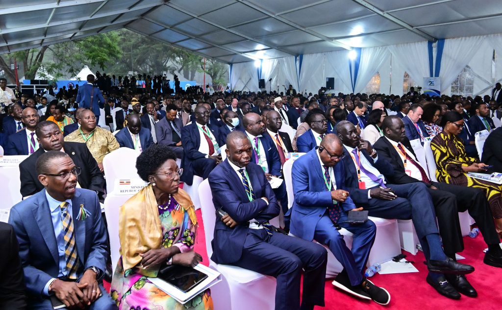 Uganda's attorney general Kiryowa Kiwanuka L and First Deputy Prime Minister Rebecca Kadaga and other delegates attending the EAC summit in Arusha on Saturday PPU Photo