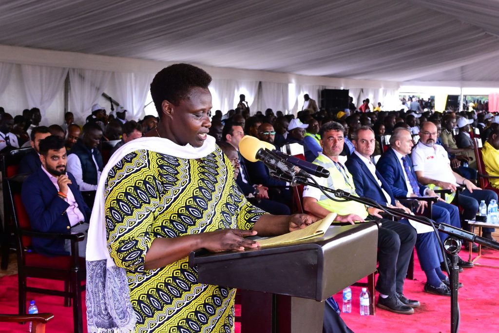 VP Alupo adddressing guests during the ceremony in Tororo on Thursday PPU Photo