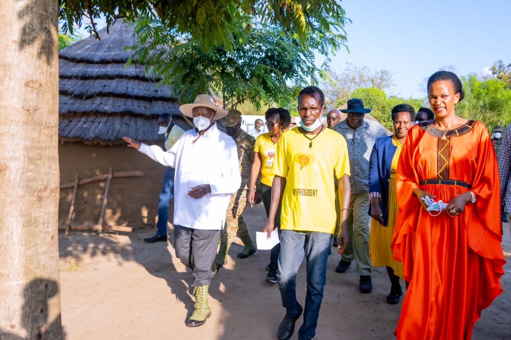 President Museveni Visits Lokong Emmanuel Losike a piggery farmer in Kakomokwee Village Loregae Nakapiripirit District