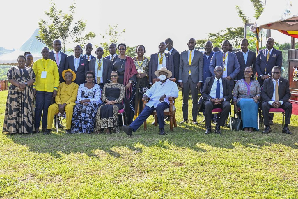 President Museveni at Thanksgiving service for Hon Lt Col RTD Dr and Mrs Bright Rwamirama