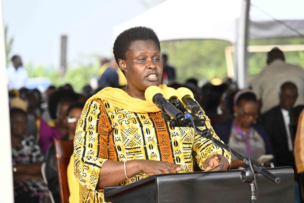 Vice President Jessca Alupo delivering her speech during the PDM Presidential Zonal Tour for Busoga Sub-region at Muyege district play ground in Igamba cell, Ikurwe ward, Mayuge town council on the 23rd January 2024. Photos by PPU/Tony Rujuta.