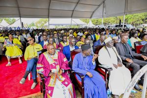 Busoga Sub-region leaders attending a meeting with President Yoweri Kaguta Museveni during the PDM Presidential Zonal Tour for Busoga Sub-region at Muyege district play ground in Igamba cell, Ikurwe ward, Mayuge town council on the 23rd January 2024. Photos by PPU/Tony Rujuta.