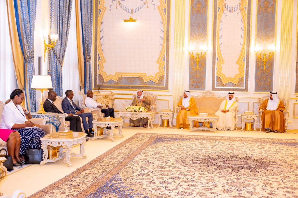 President Museveni visiting His Highness Dr Sultan bin Mohamed Al Qasimi the Supreme Council Member of the UAE and Ruler of Sharjah