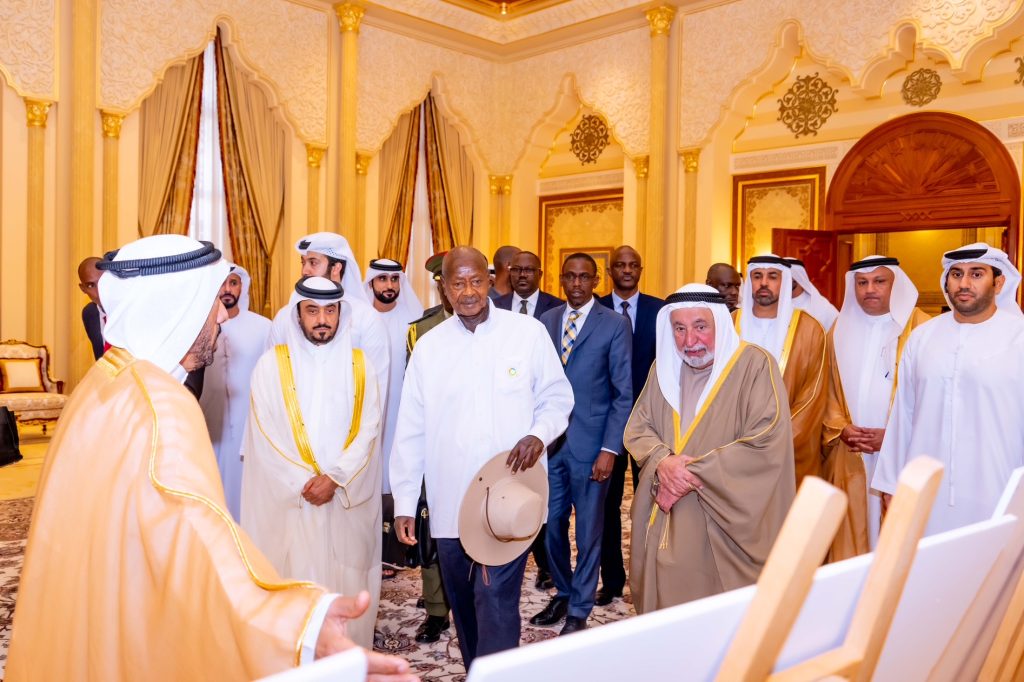 President Museveni visiting His Highness Dr Sultan bin Mohamed Al Qasimi the Supreme Council Member of the UAE and Ruler of Sharjah