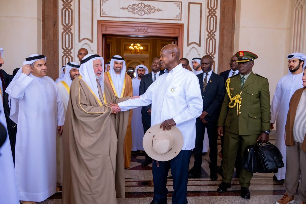 President Museveni visiting His Highness Dr Sultan bin Mohamed Al Qasimi the Supreme Council Member of the UAE and Ruler of Sharjah