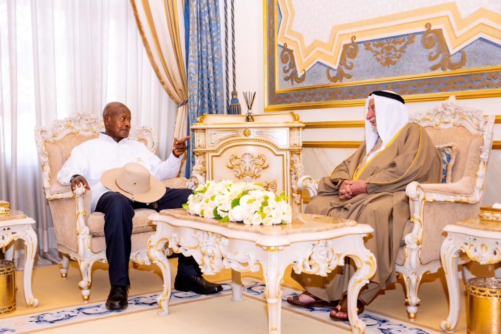 President Museveni visiting His Highness Dr Sultan bin Mohamed Al Qasimi the Supreme Council Member of the UAE and Ruler of Sharjah