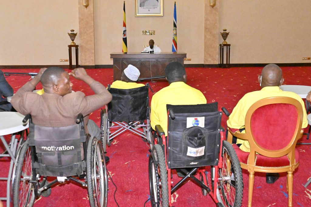 President Museveni meeting a group of PWDs led by Hon Hellen Grace Asamo the Minister of State for Disability Affairs at State House Entebbe