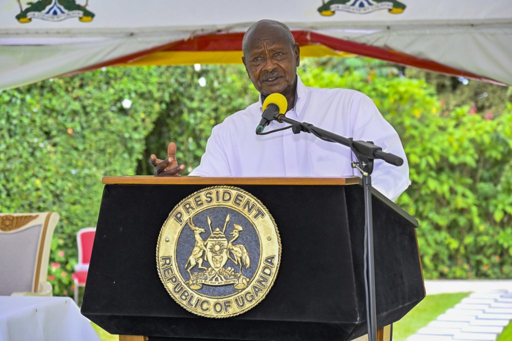 President Yoweri Kaguta Museveni delivering his speech during the swearing in of the 21 newly Acting Judges of the High Court at the State House Entebbe on the 4th March 2025. Photo by PPU/ Tony Rujuta.