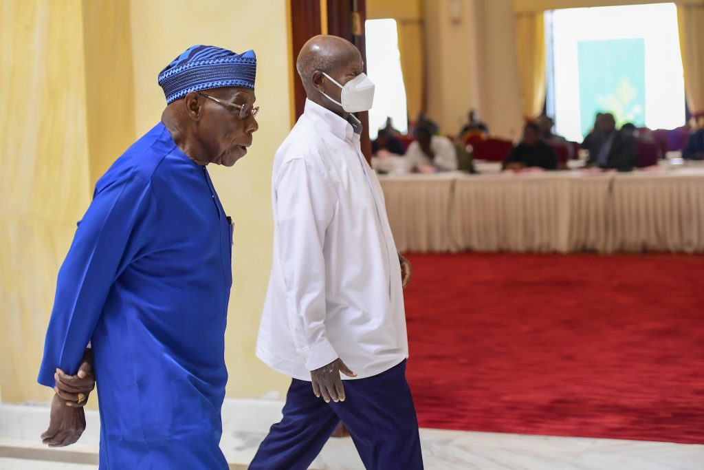 President Museveni meeting former Nigerian President HE Olusegun Obasanjo at State house - Entebbe