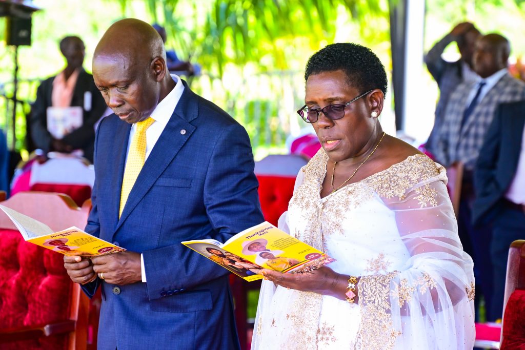 State Minister Hon Mary Mugasa R and her husband Aloysius Mugasa during her thanksgiving ceremony in Kimbugu parish in Kikube district on Friday PPU Photo - State House Uganda State Minister Hon Mary Mugasa R and her husband Aloysius Mugasa during her thanksgiving ceremony in Kimbugu parish in Kikube district on Friday PPU Photo