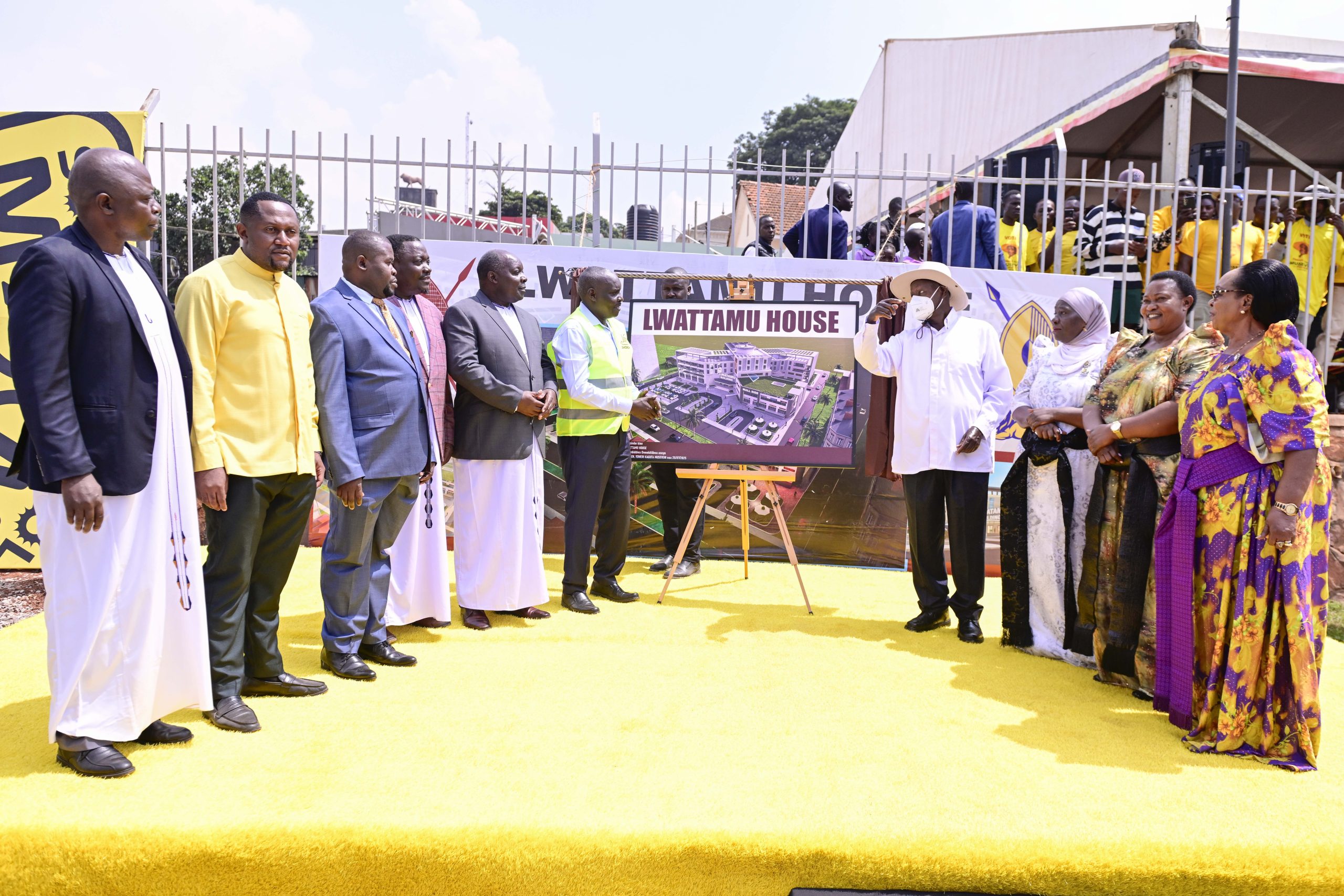 President Museveni Officiating at the ground - breaking ceremony for the constructtion of the Bataka House - Mengo - 25th July 2025