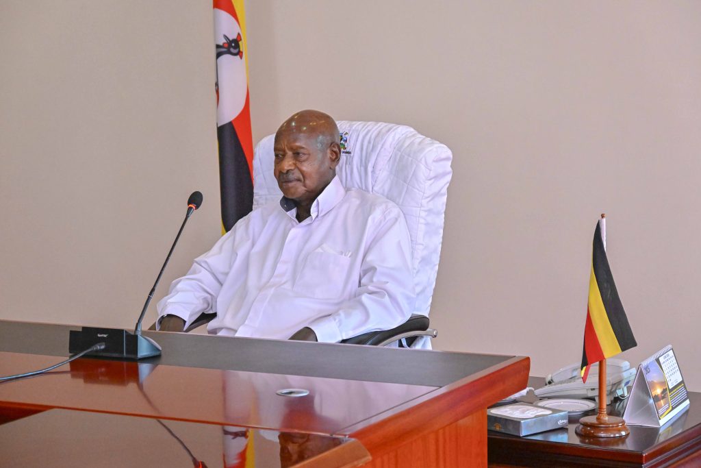 President Yoweri Kaguta Museveni in a meeting where the outgoing country manager World Bank Country Manager for Uganda R. Mukami Kariuki bids farewell to the President in the presence of the Director of Strategy and Operations in the Office of the World Bank's Managing Director of Development Policy and Partnerships Qimiao Fan at the State House Entebbe on 28th July 2025. Photos by PPU/ Tony Rujuta.