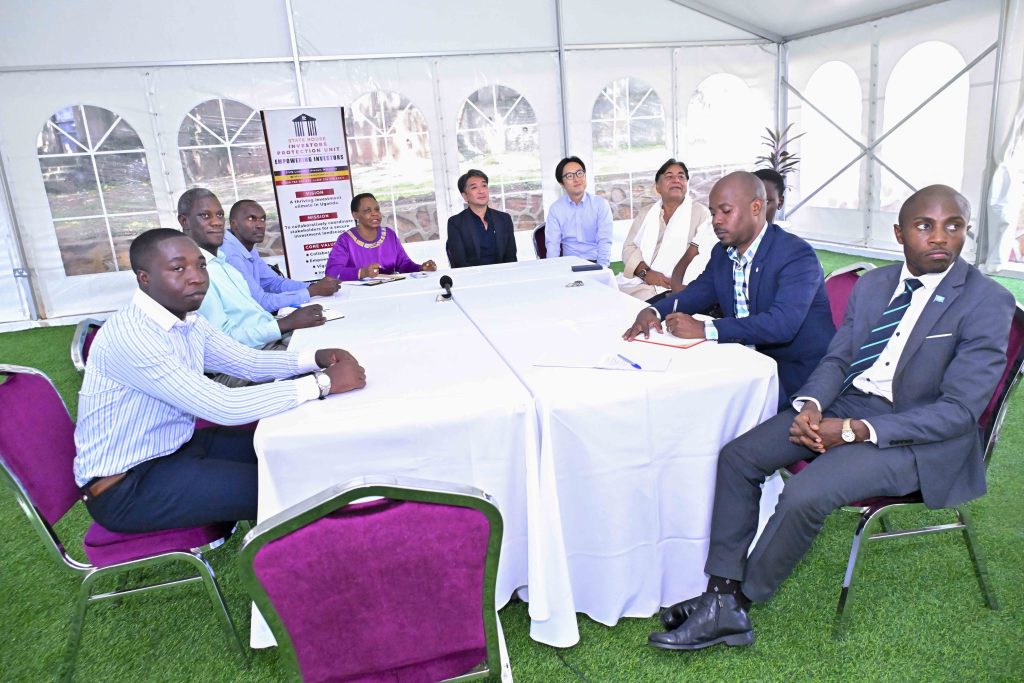 State House Investors Protection Unit (SHIPU) head Col. Edith Nakalema in a meeting with Yoshino Trading Ltd CEO Shamsake Nakamishi and his team during a meeting at SHIPU officers in Kampala on the 30th July 2025. Photos by PPU/Tony Rujuta.