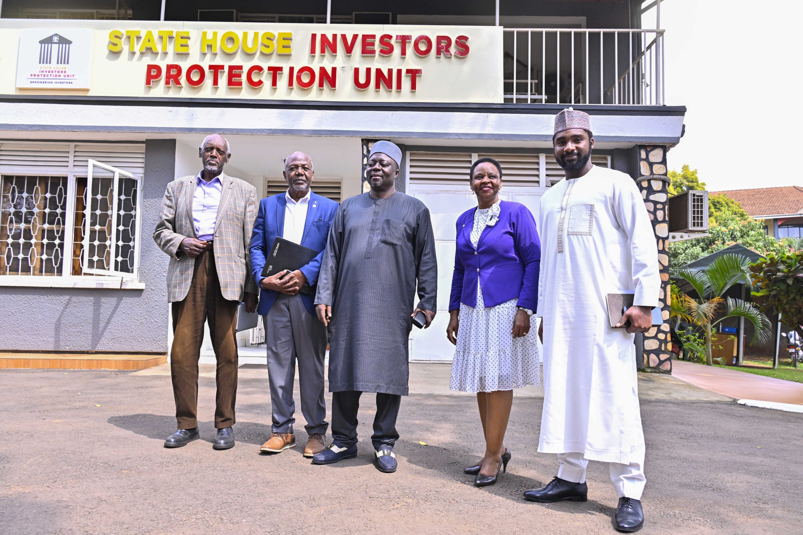 The State House Investors Protection Unit (SHIPU) Head Col. Edith Nakalema in a group photo with the Nigerian High Commissioner to Uganda H.E. John Shama in the presence of Uganda National Bureau of Standards (UNBS) Chairman Eng. James Kalibala and UNBS Deputy Chairman Dr. John Patrick Kabayo at the SHIPU headquarters in Kampala on the 4th August 2025. Photos by PPU/Tony Rujuta.