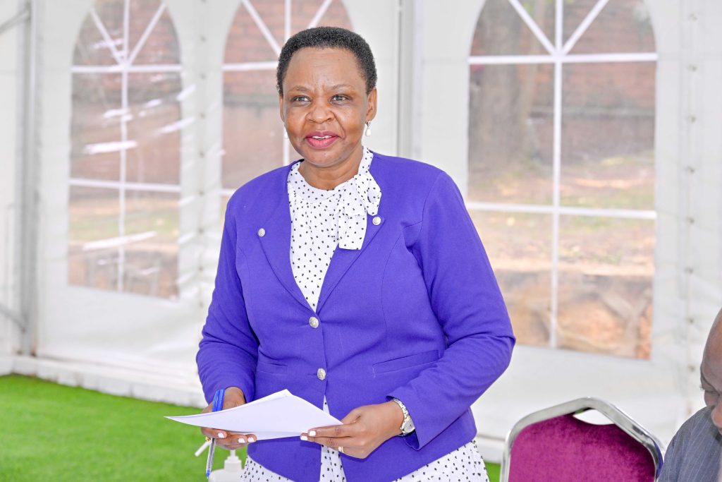 The State House Investors Protection Unit (SHIPU) Head Col. Edith Nakalema making her remarks during meeting with the Nigerian High Commissioner to Uganda H.E. John Shama Shaga at the SHIPU headquarters in Kampala on the 4th August 2025. Photos by PPU/Tony Rujuta.