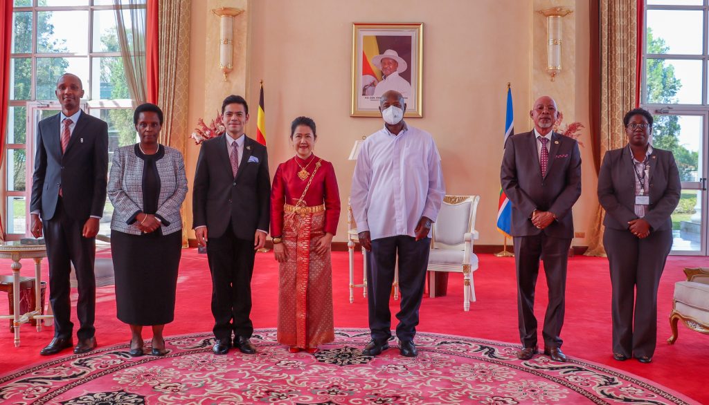 Ms. Janemathukorn, Ambassador of Thailand to Uganda and H.E Kaguta Museveni at State House Entebbe. PPU Photo