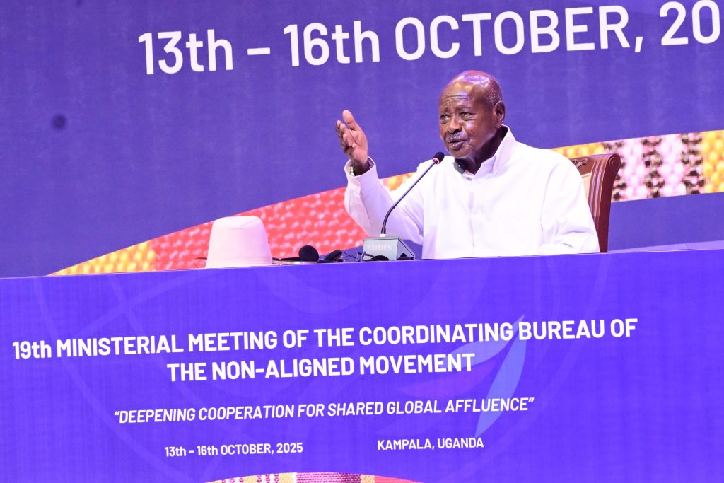 President Museveni addresses the 19th Ministerial meeting of the coordinating bureau of the Non-Aligned Movement at Speke Resort Munyonyo on 15-Oct-2025 - PPU