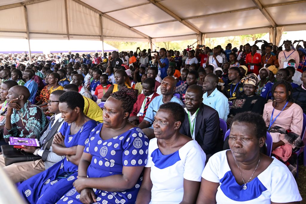 Some of the pilgrims and visitors who turned up for Archbishop Janani Luwumu memorial Day celebrations in Mucwuni, Kitgum on Monday. PPU Photo