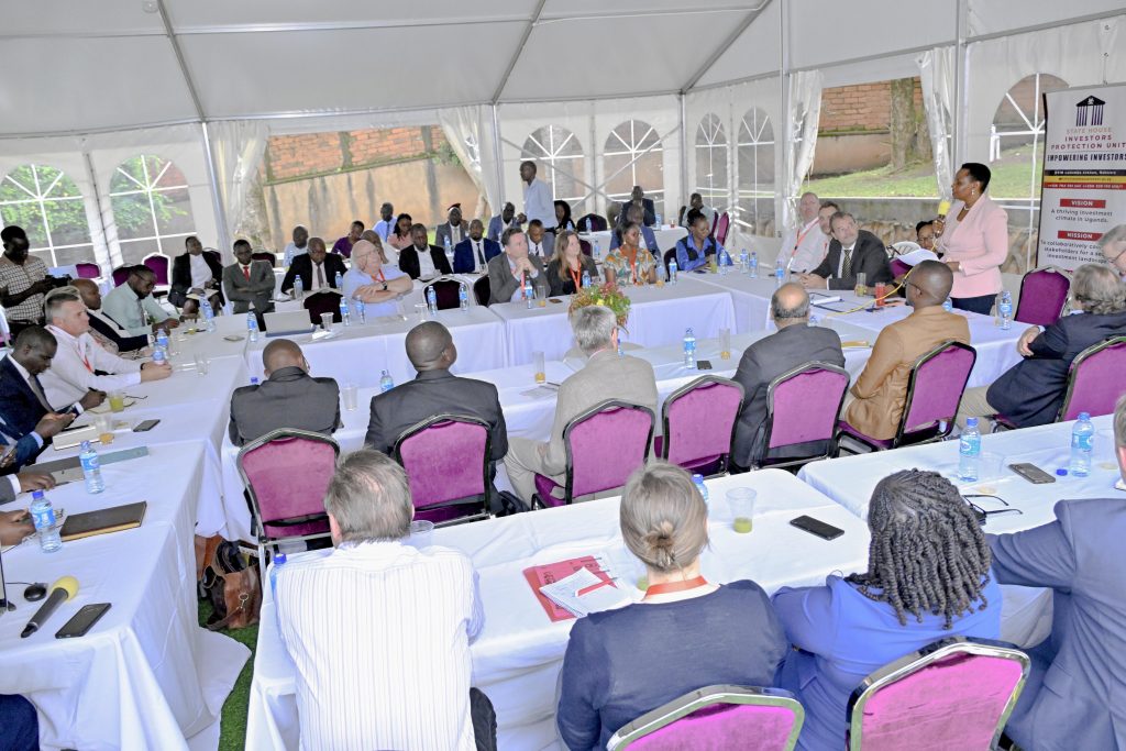 The State House Investors Protection Unit (SHIPU) head Col. Edith Nakalema making her remarks while meeting the Danish Business Delegation and Government of Ugandan parastatals during a business meeting at the SHIPU headquarters in Kampala on 21st April 2026. Photo by PPU/Tony Rujuta.