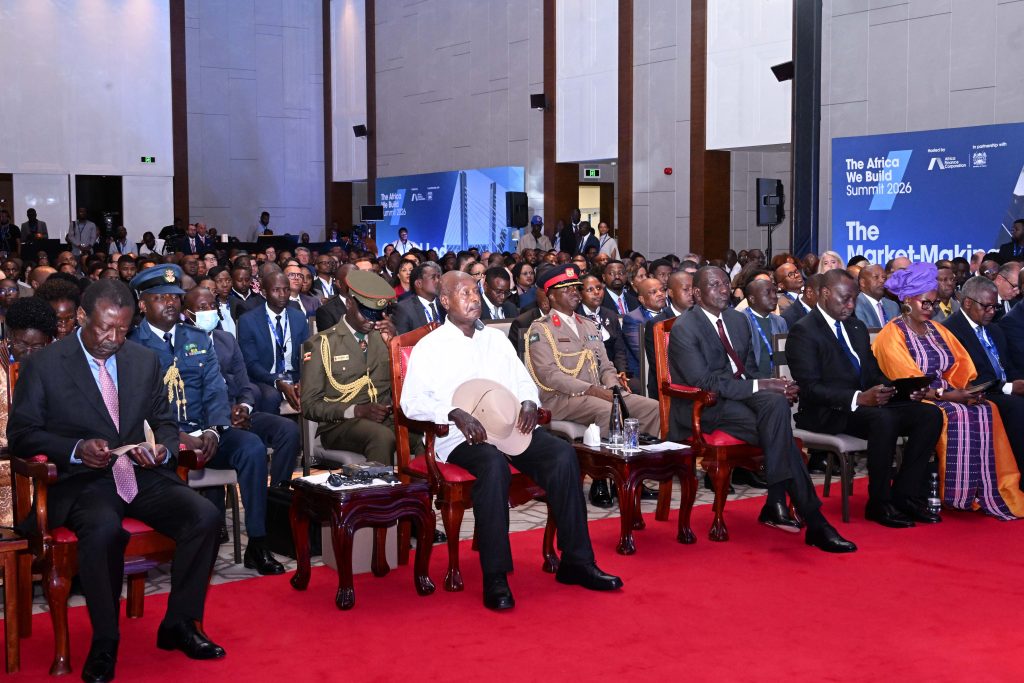 President Museveni (C) and his Kenyan counterpart William Ruto attending the Africa We Build Summit 2026 at JW Marirot Hotel in Nairobi on 23-Apr-2026. PPU Photo