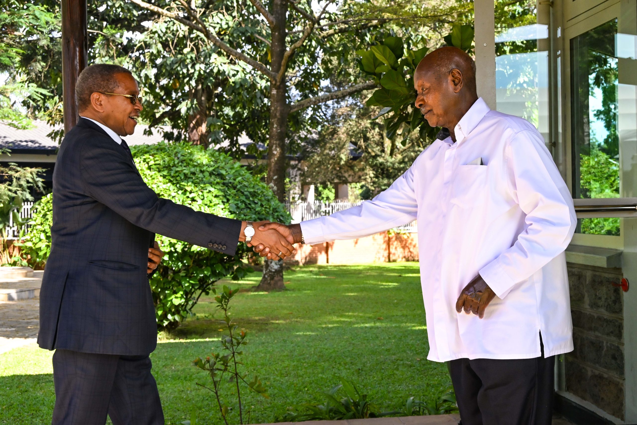 President Museveni welcomes former Tanzania President Jakaya Kikwete at State House Nakasero on 07-Apr-2026 where the two leaders held a meeting. PPU Photo