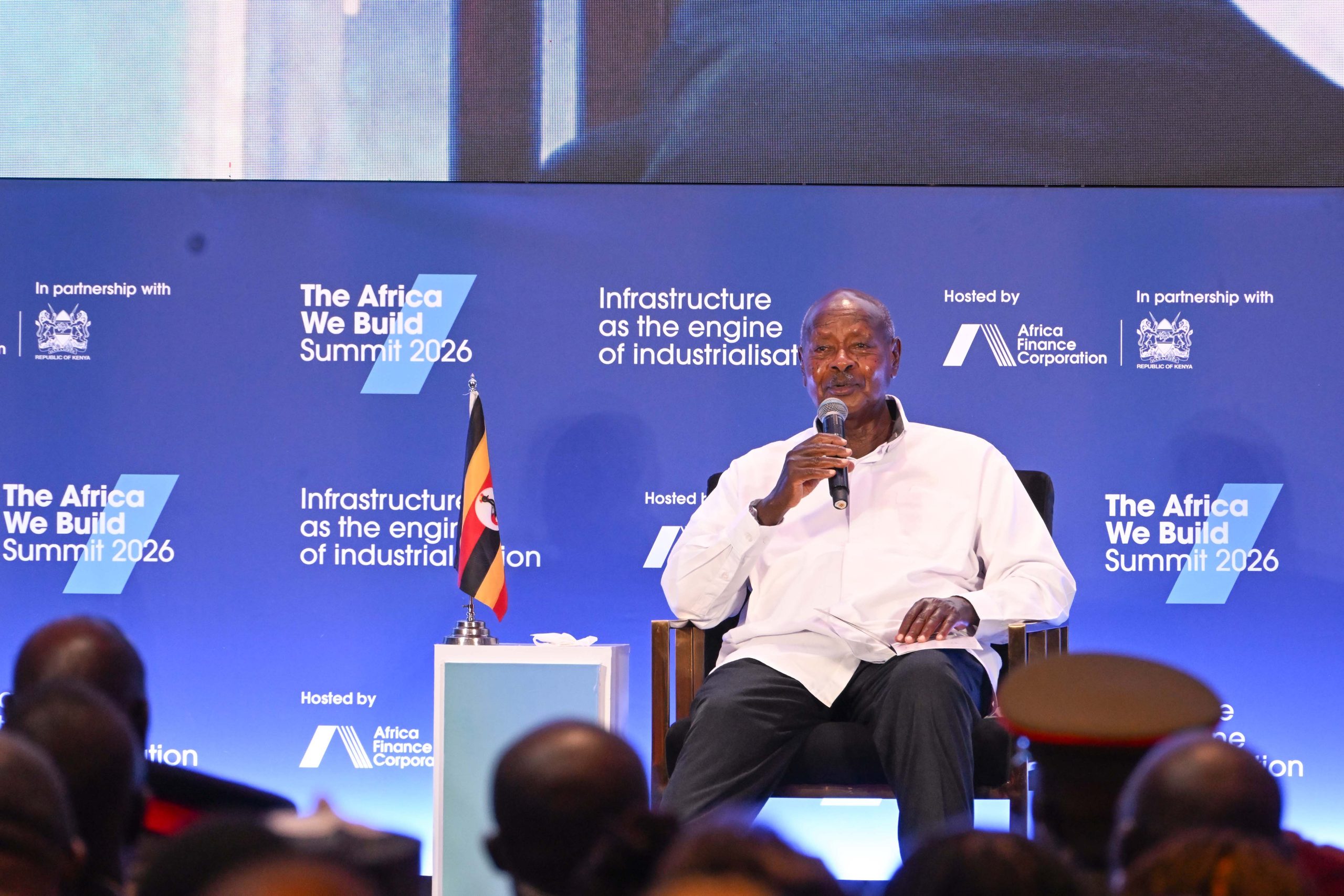 President Museveni addressing delegates during the the Africa We Build Summit 2026 at held at JW Mariot Hotel in Nairobi, Kenya on 23-Apr-2026. PPU Photo