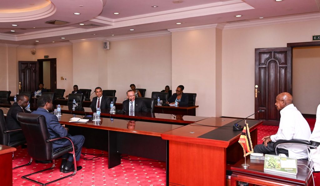 President Museveni meeting the out going Egyptian Ambassador to Uganda Monzer Selim who called on him at State House Entebbe on 25-Aug-2026 to bid him farewell. PPU Photo..