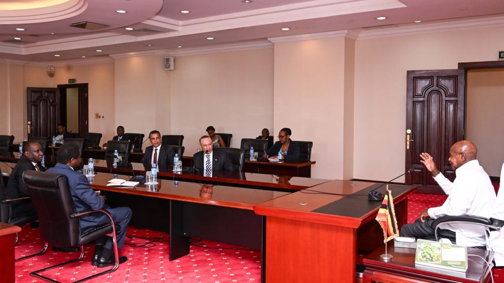 President Museveni meeting the out going Egyptian Ambassador to Uganda Monzer Selim who called on him at State House Entebbe on 25-Aug-2026 to bid him farewell. PPU Photo..