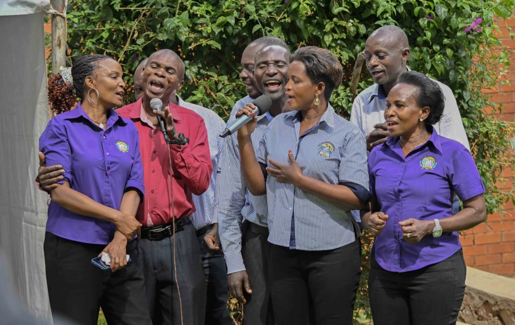 TASO Mulago clients council members entertaining guests at the State House medical camp at the Okello House in Nakasero on the 16th October 2026. Photo by PPU/Tony Rujuta.