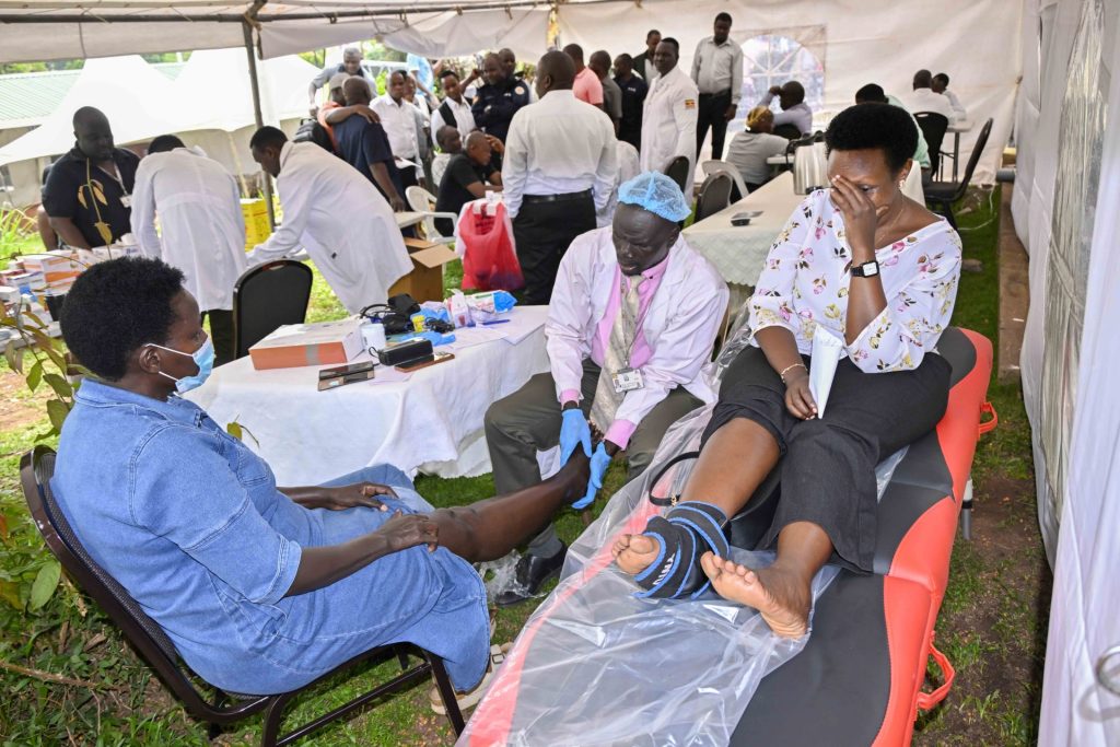 State House Holds Medical Camp To Promote Staff Wellness State House staff receiving Physiotherapy treatment during the State House medical camp at the Okello House in Nakasero on the 16th October 2026. Photo by PPU/Tony Rujuta.