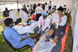 State House staff receiving Physiotherapy treatment during the State House medical camp at the Okello House in Nakasero on the 16th October 2026. Photo by PPU/Tony Rujuta.
