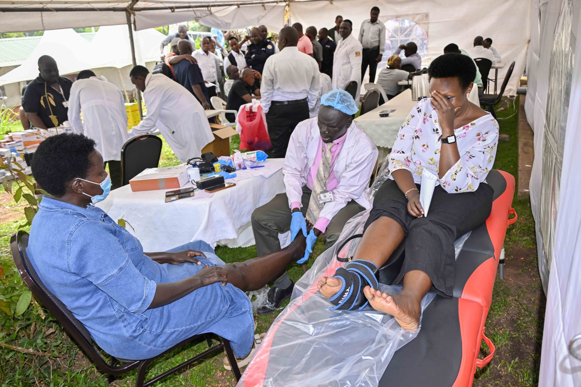 State House Holds Medical Camp To Promote Staff Wellness State House staff receiving Physiotherapy treatment during the State House medical camp at the Okello House in Nakasero on the 16th October 2026. Photo by PPU/Tony Rujuta.